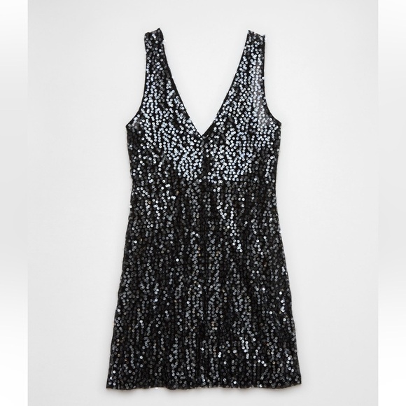 [AMERICAN EAGLE] NWT Sequin V-Neck Mini Slip Dress - Picture 4 of 9